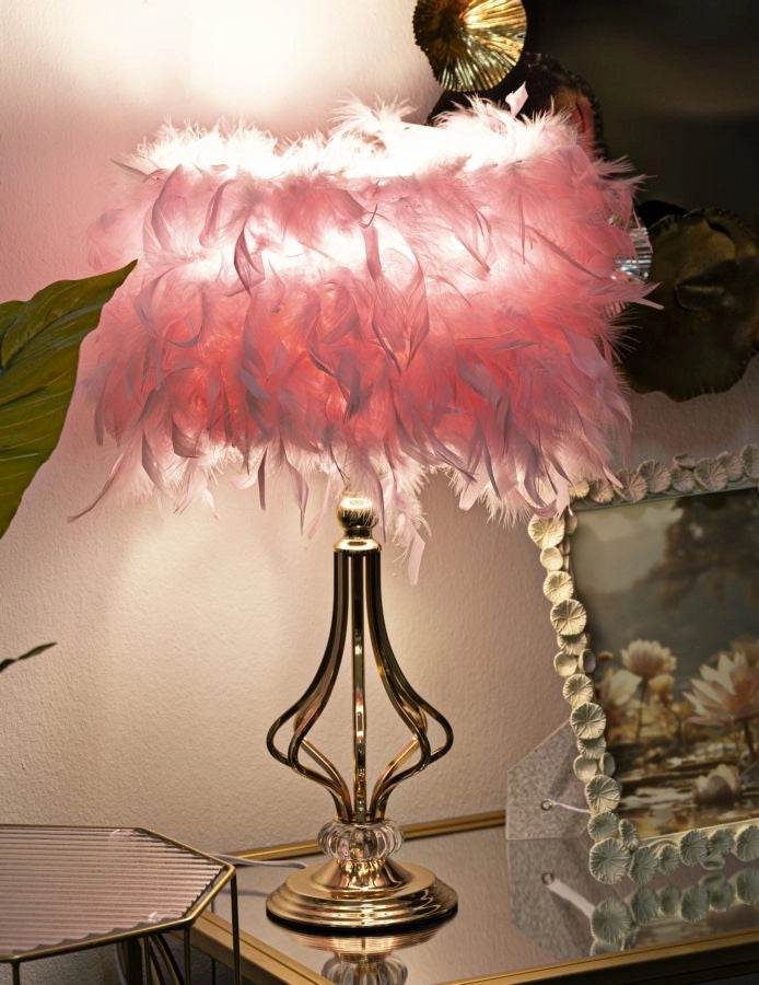 Lampada da Tavolo Tarty Rosa Ø25x54 cm in Ferro e Plastica Rosa e Bianco