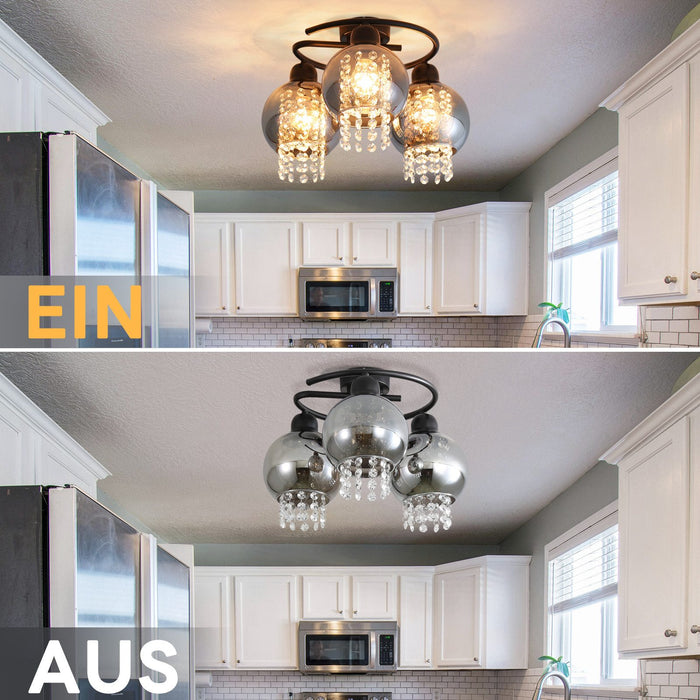 ZMH Lampada da soffitto plafoniera moderna vetro nero E27 per camera letto corridoio