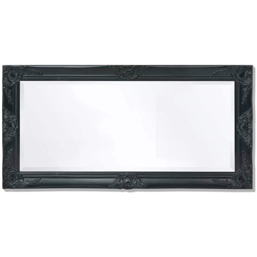 Specchio da Parete | Specchio decorativo Stile Barocco 100x50 cm Nero