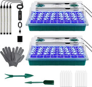 Set di semina e crescita - 2 pezzi 80 celle seminaio starter con luce di crescita, lampada per piante, guanti, etichette e attrezzi da giardino