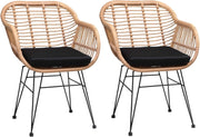 Set 2pz Poltrone Bali Effetto Vimini Sedie da Giardino con Cuscino e Braccioli Mobili da Esterno