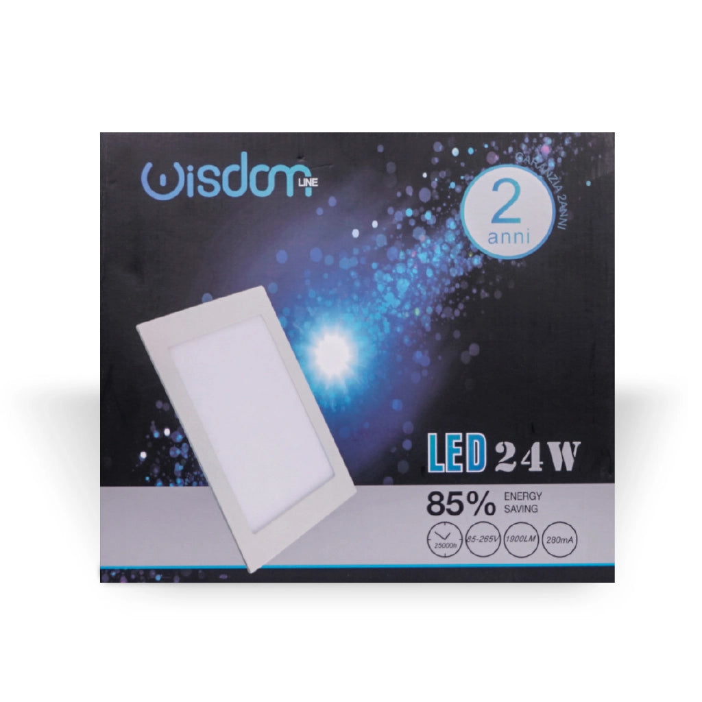 Pannello led slim da incasso quadrato 24w 4000K luce naturale