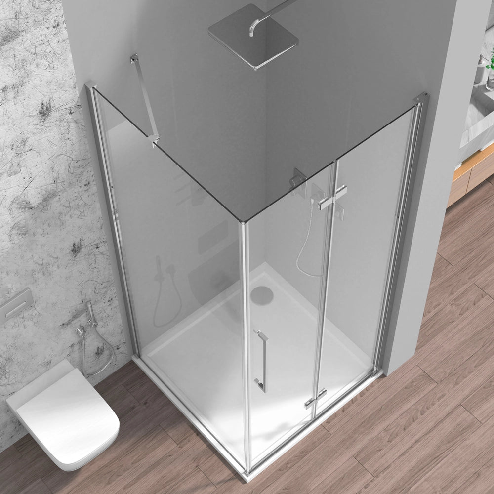 Box doccia angolare a soffietto 70x100 in vetro temperato trasparente con profili cromo Neos