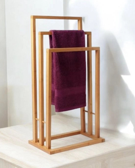 Bamboo handdoekenrek con 3 stanghe - standaarde per asciugamani in bamboo