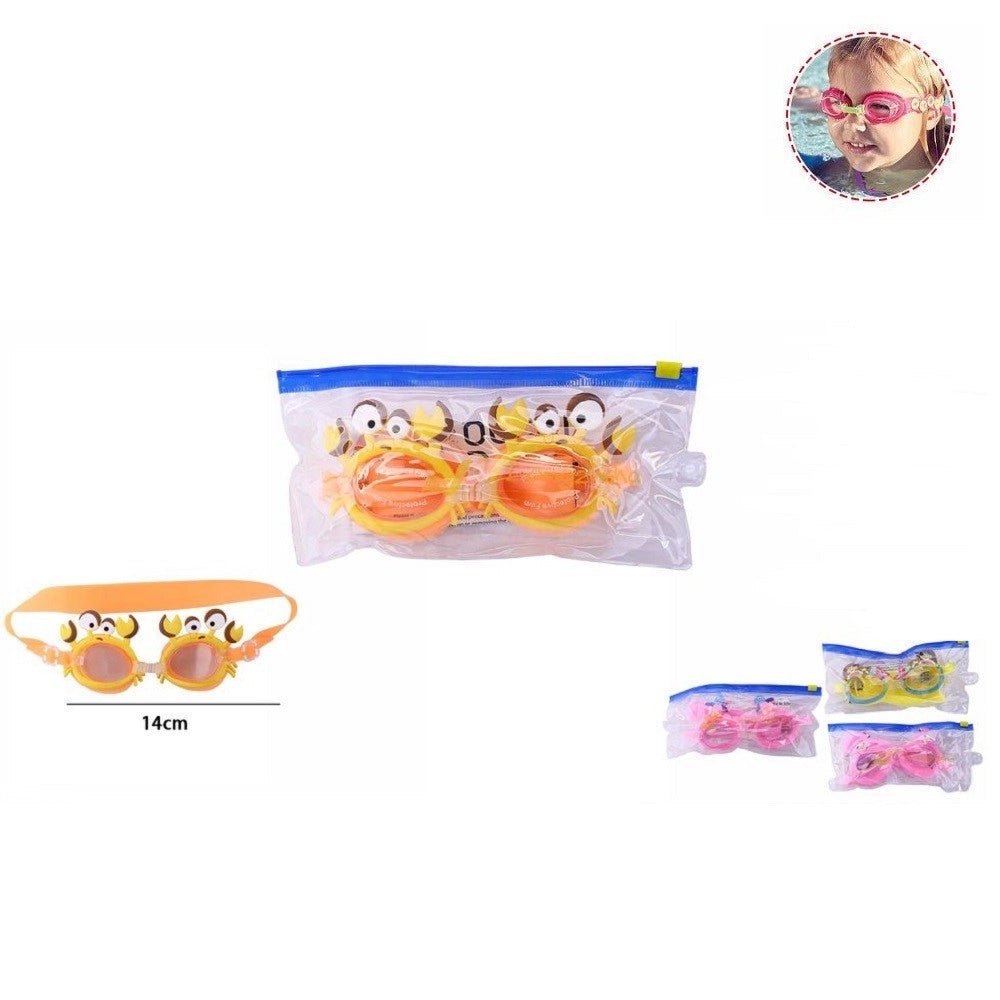 Trade Shop - Occhialini Nuoto Piscina Mare Bambini Regolabili Colorati Con Animaletti 71557 -