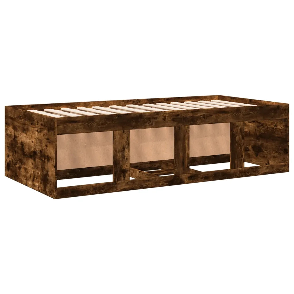 Divano Letto con Cassetti senza Materasso Rovere Fumo 90x200 cm