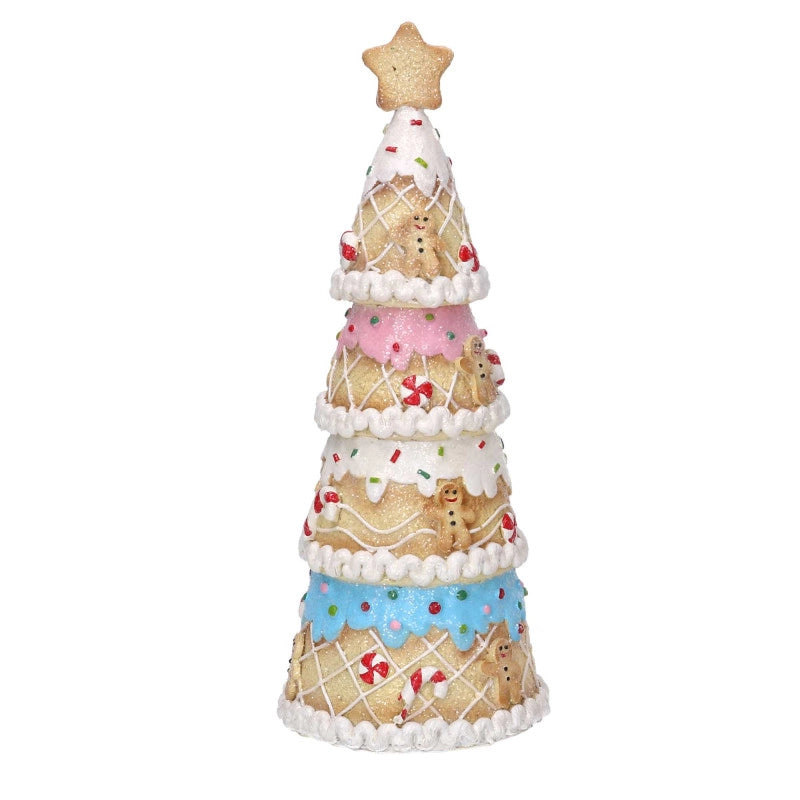 Albero resina candy rosa con led cm 11x11h27,5