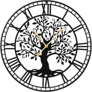 Orologio da Parete Grande da 68 cm, con Albero della Vita in Metallo, Orologio Decorativo Silenzioso Senza Ticchettio, per Soggiorno, Camera da Letto e Cucina, Nero