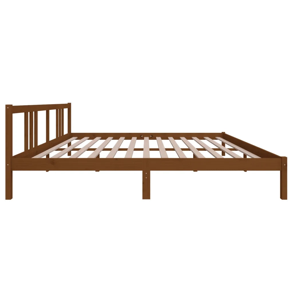 Letto matrimoniale | Letto per adulti | Giroletto senza Materaso Ambra in Legno Massello 200x200 cm
