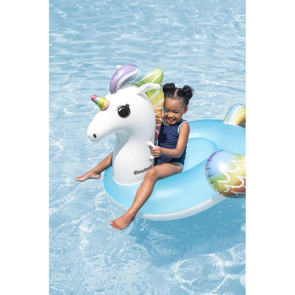 Trade Shop - Cavalcabile Unicorno Fantasy Galleggiante Gonfiabile Piscina Spiaggia Con Maniglie 41114 -