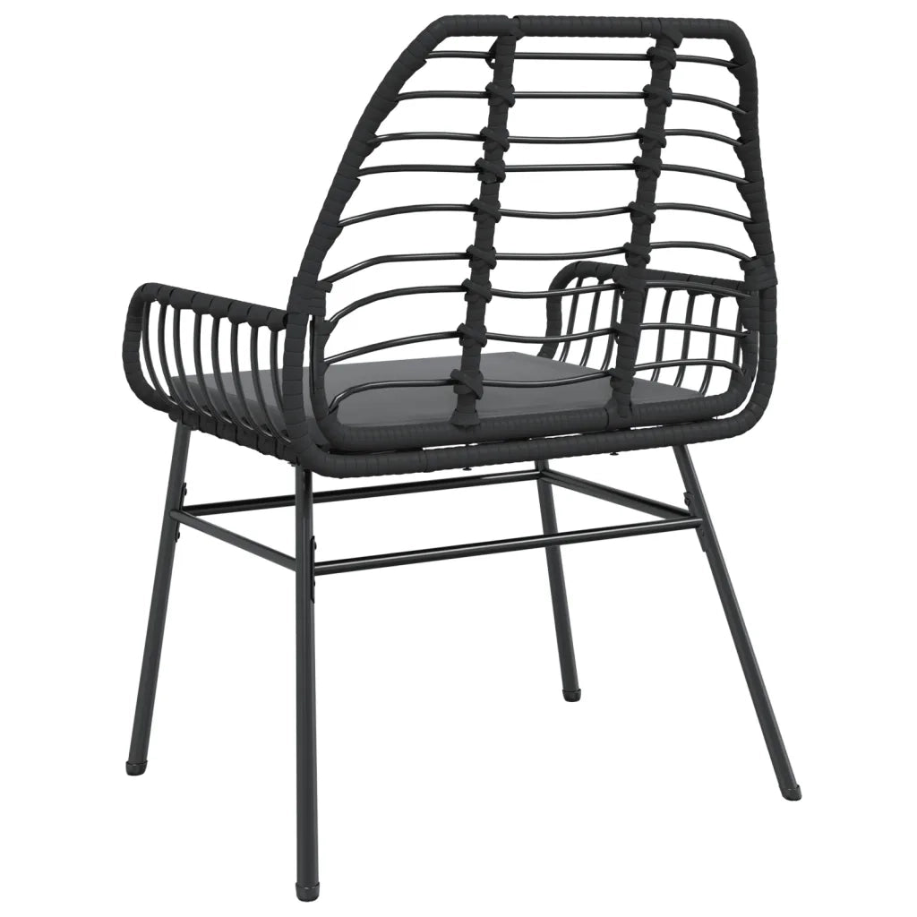 Sedie da Giardino con Cuscini 2 pz Nere in Polyrattan 369093