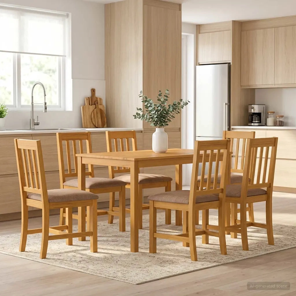 Set da pranzo 7 pz Grigio Legno di Quercia Massello 3430253