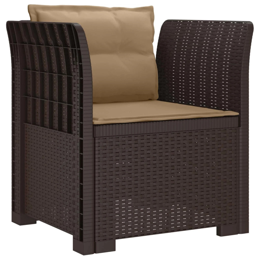 Sedia da giardino-Poltrona a 1 Posto con Cuscini Aspetto Rattan PP Marrone 552812