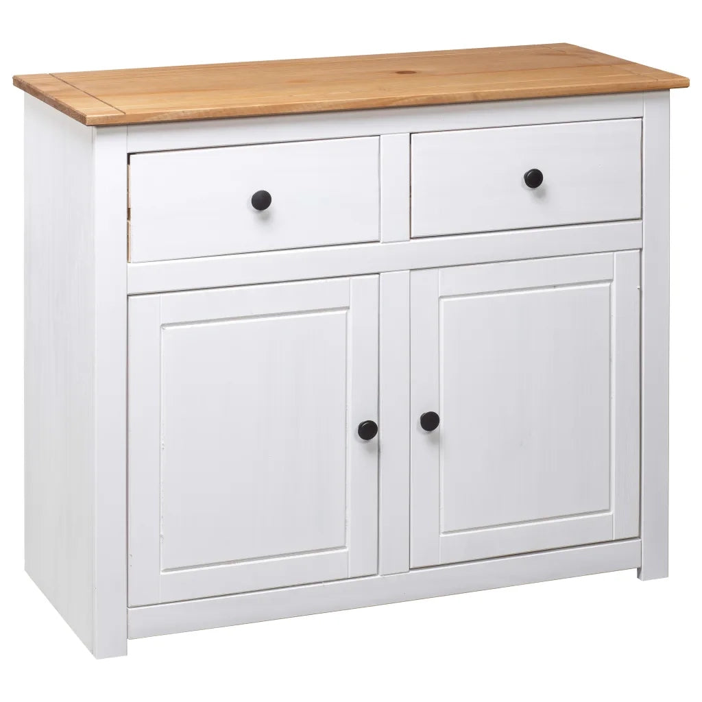 Credenza Bianca 93x40x80 cm in Legno Massello di Pino Panama cod mxl 40078