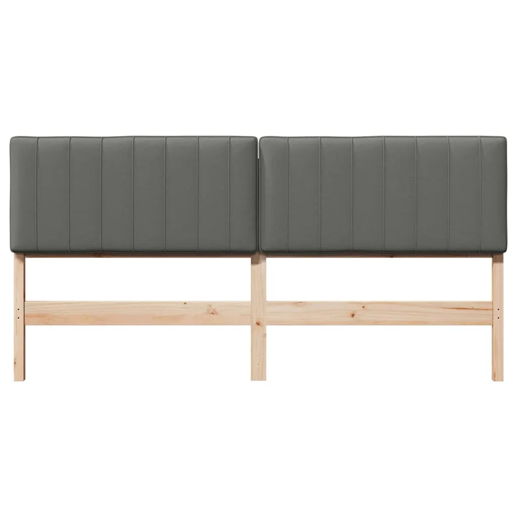 Testiera imbottita Marrone e Grigio Chiaro 180 cm Pino massello