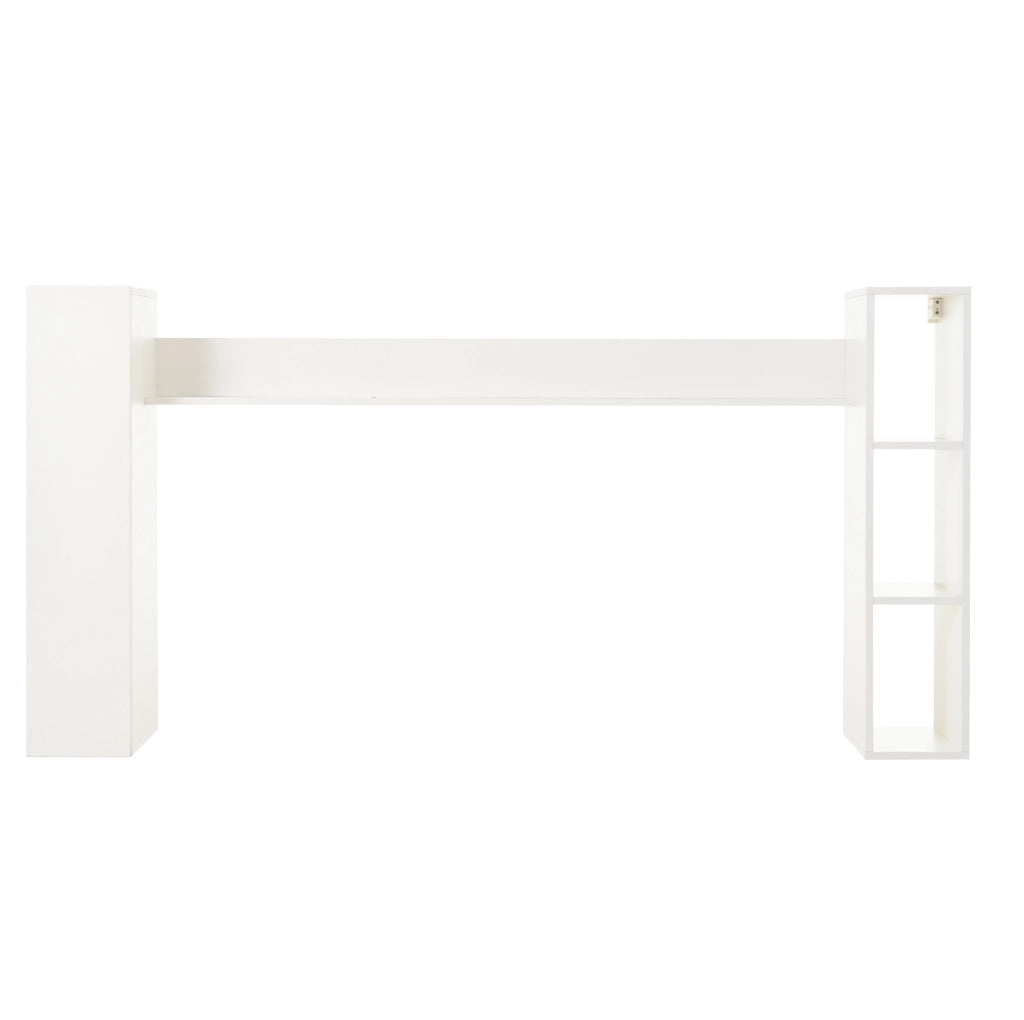 Set parete TV con ampio spazio contenitivo in truciolare bianco