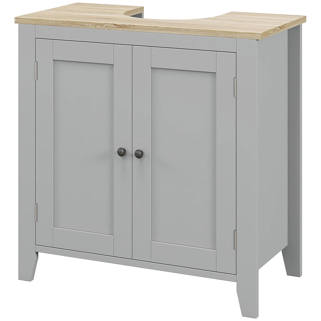 Mobile Sottolavabo con 2 Ante e Ripiano Regolabile ¨C Minimal ¨C 60x30x60 cm Grigio