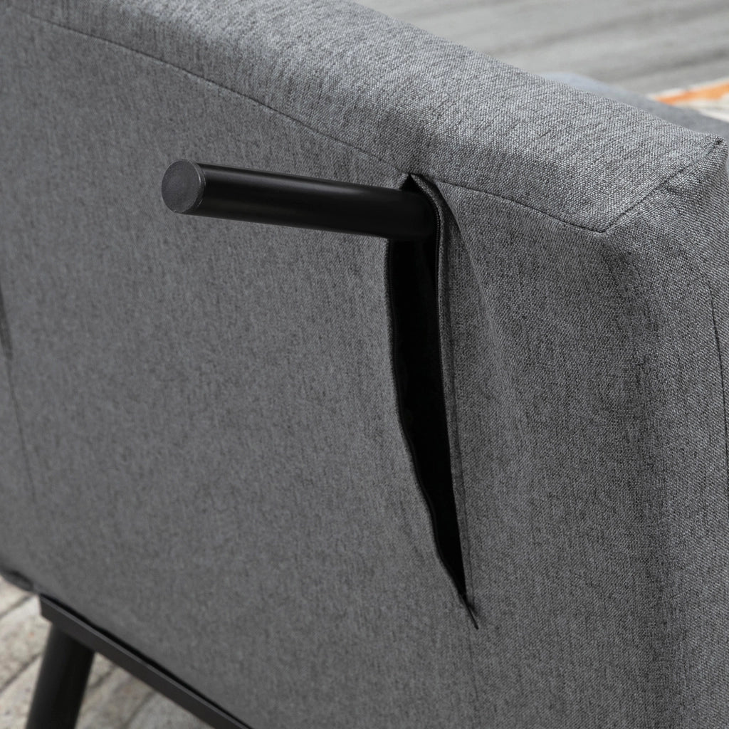 Poltrona letto pieghevole con schienale regolabile, Grigio Scuro, 75x70x75 cm