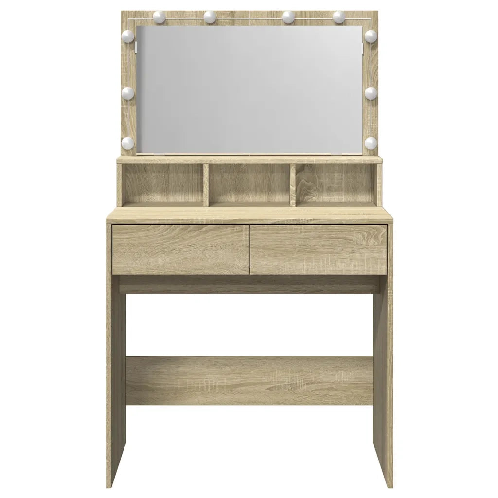 Toeletta | Tavolo da Trucco con LED Rovere Sonoma 80x41x134,5 cm