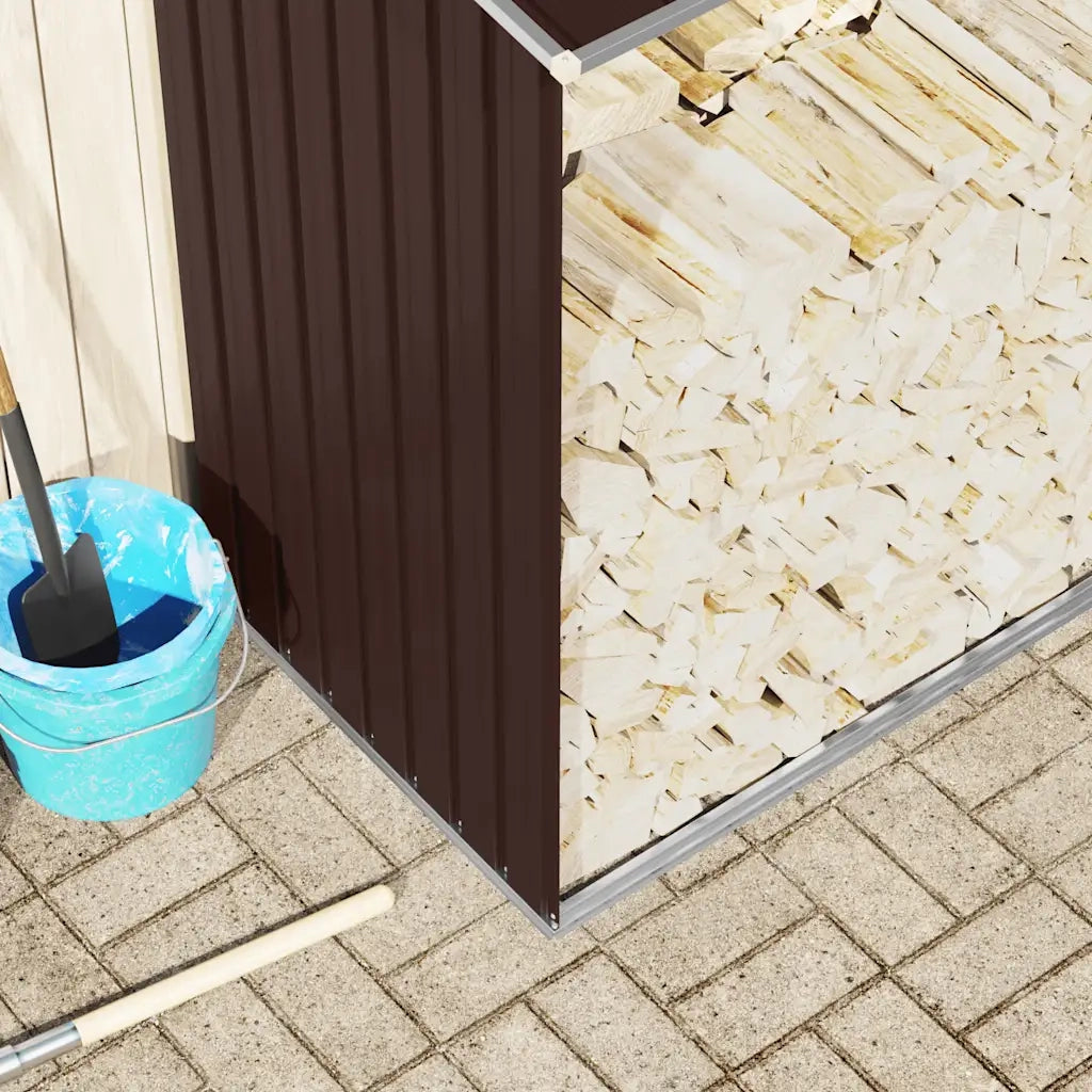 Capannone da Giardino in Acciaio Zincato 330x84x152cm Marrone 47084