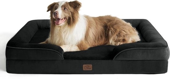 Banco per cani ergonomico 97x71 cm - schiuma a forma di cuore - cani grandi - lavabile - antiscivolo - nero cesta per cani