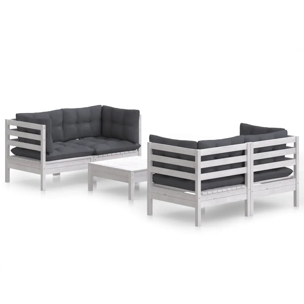 Set Divani da Giardino 5 pz con Cuscini Antracite Legno di Pino cod mxl 42799