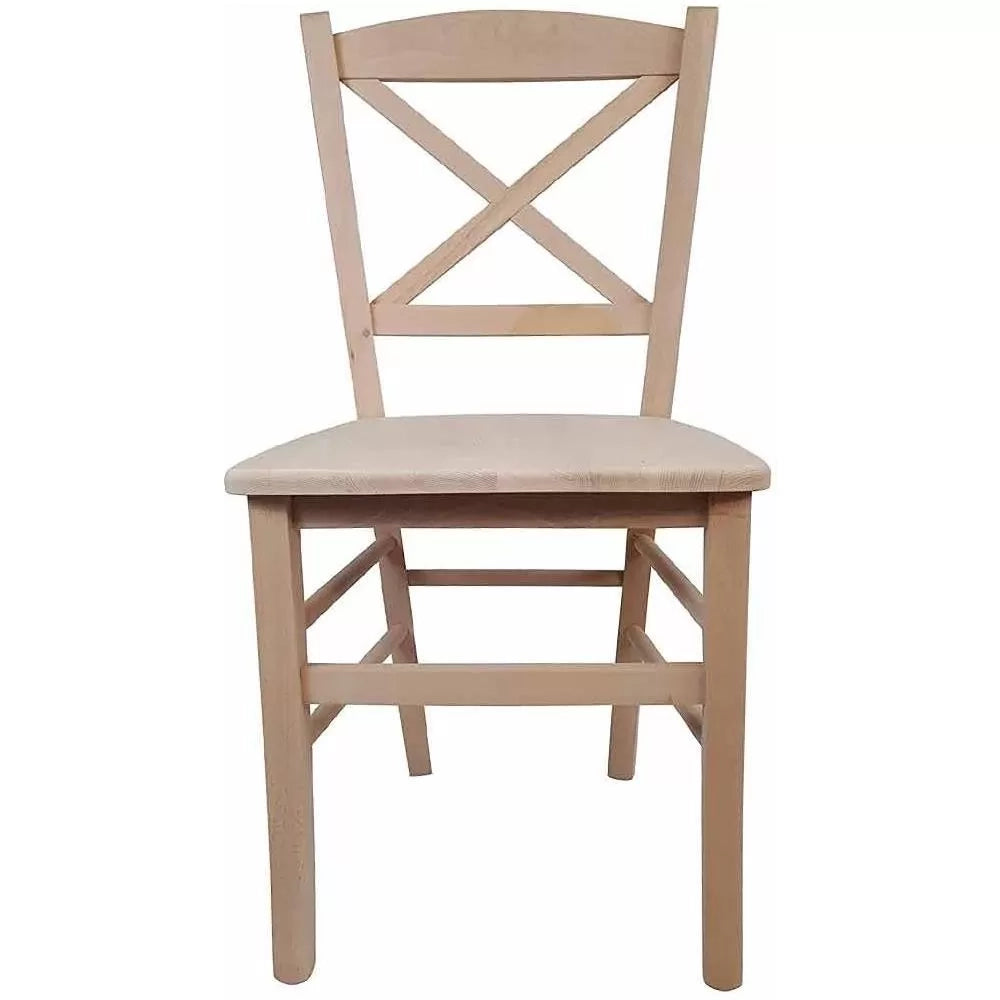 Set 2 sedie cucina classico legno grezzo seduta legno 43x46x88 - Mobili 2G