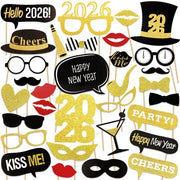 Accessori per cabina fotografica 26 pezzi - Set vario - Decorazioni per la notte di San Silvestro - Accessori per festa - Inclusi occhiali e barbe - Accessori per eventi