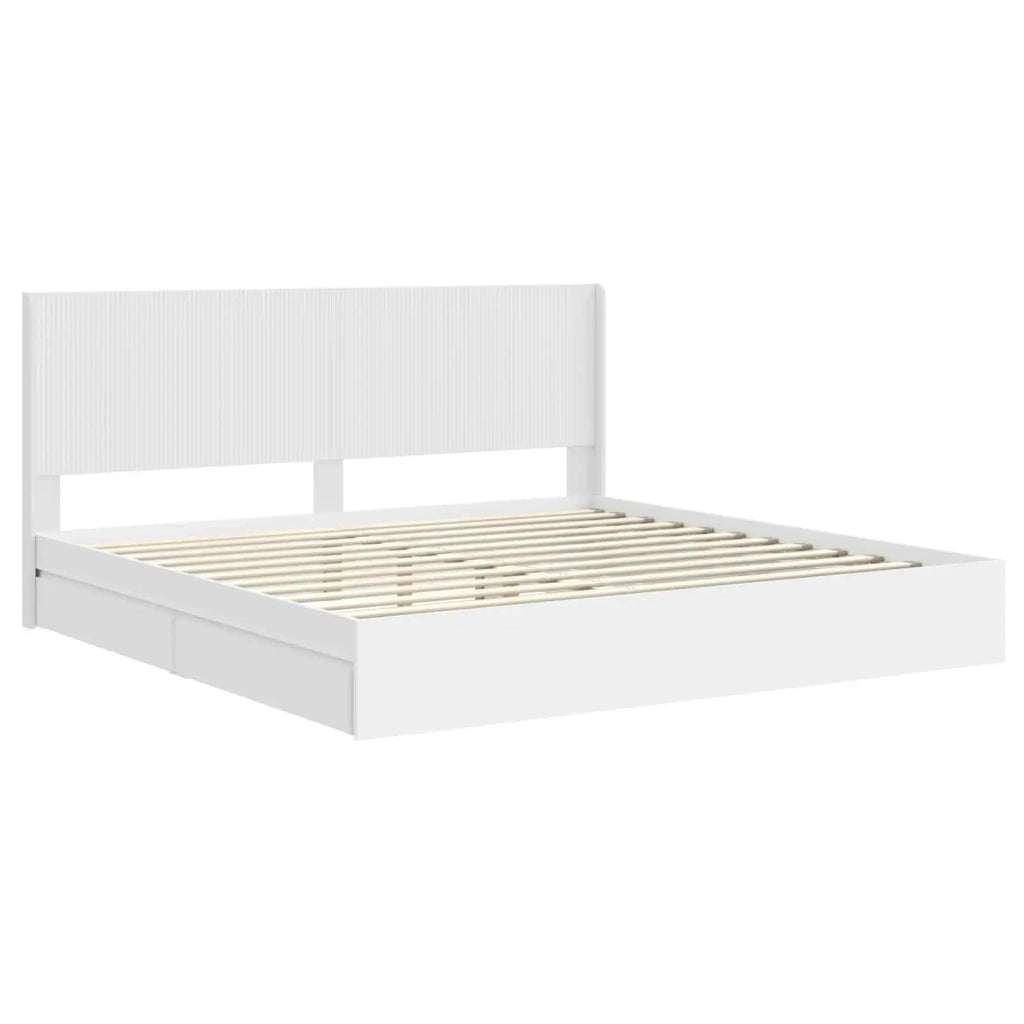 Letto matrimoniale | Letto per adulti | Struttura del letto con stoccaggio e testata Bianco