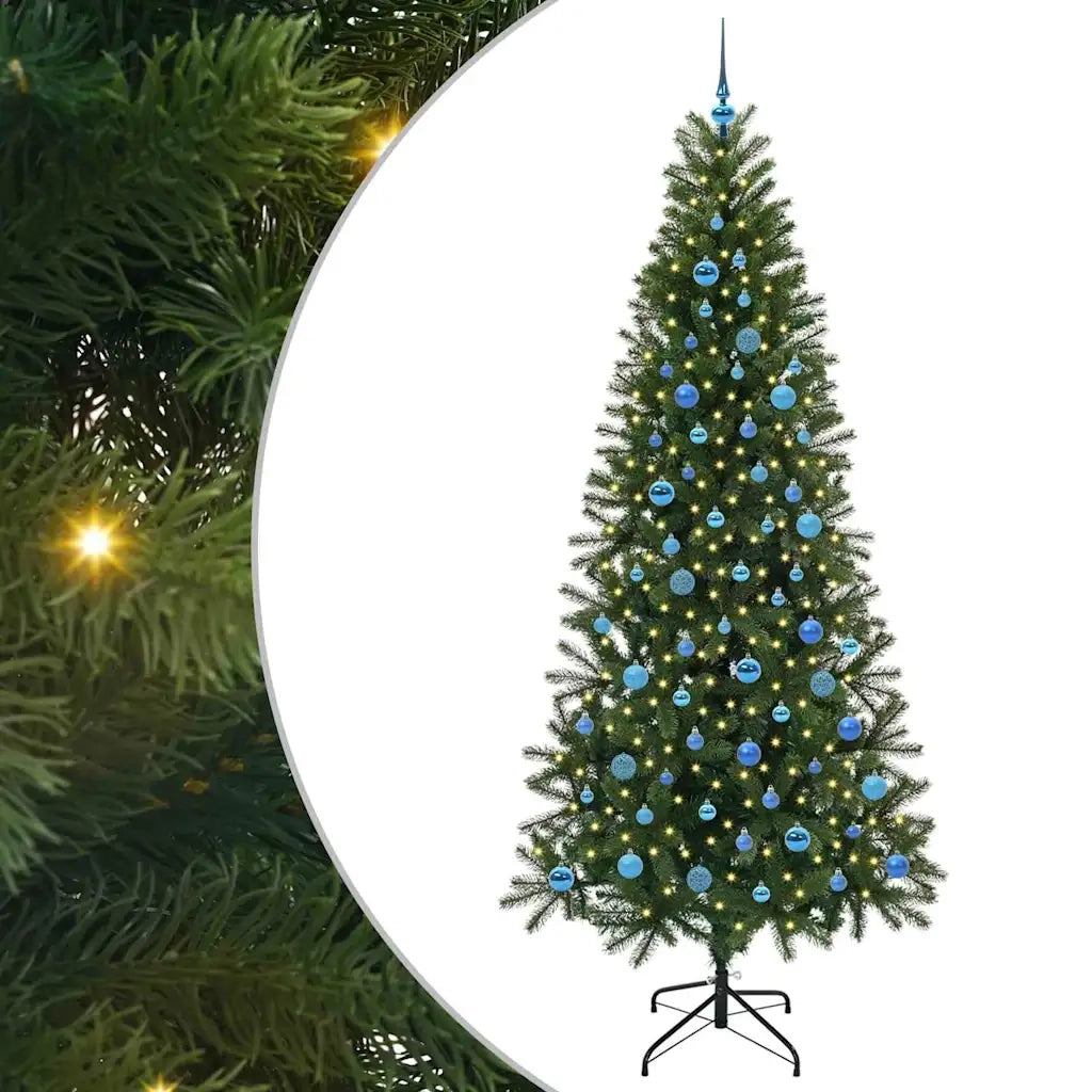 Albero di Natale Artificiale-Albero Natalizio con 300 LED Verde 240 cm PE e PVC 430077