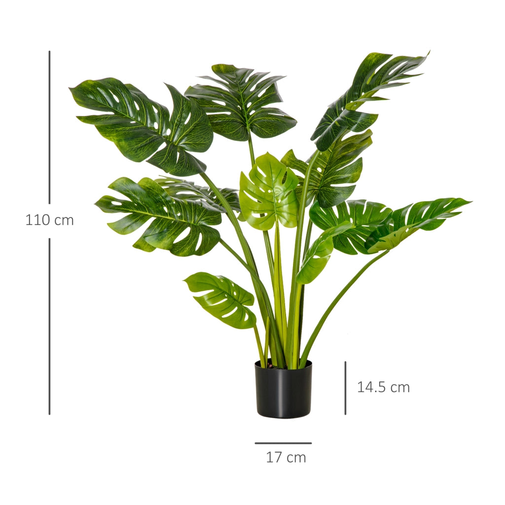 Pianta artificiale, pianta d'appartamento decorativa, 110 cm in vaso di plastica, facile da curare, per uso interno ed esterno.