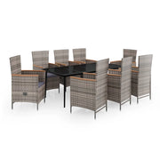 Set da pranzo da giardino da 9 pezzi con cuscini grigio 02_0014174