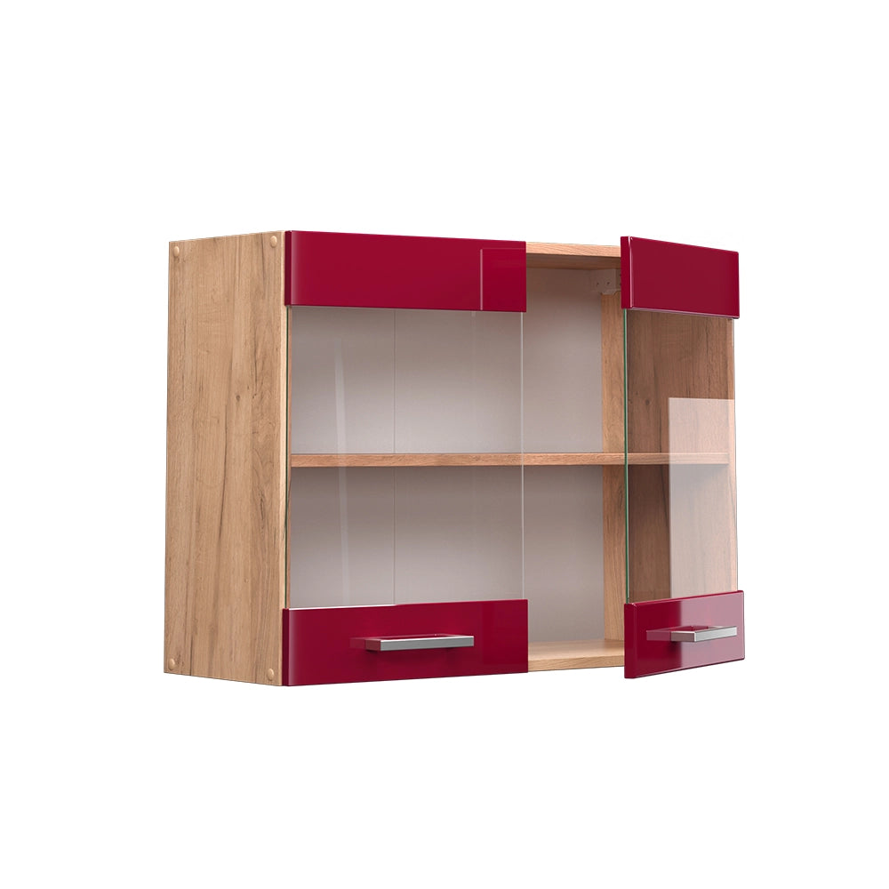 Vicco Mobile da cucina in vetro Rosso lucido 80 cm