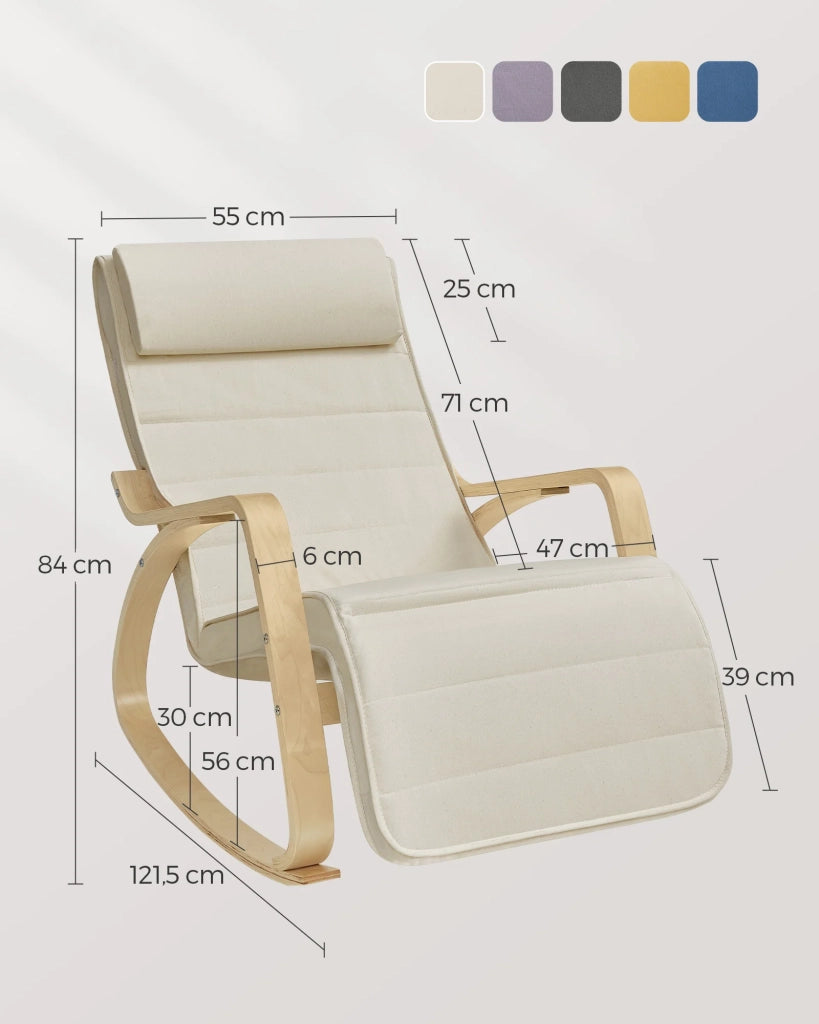 Sedia a dondolo con poggiapiedi regolabile (inclinazione 5°) portata massima 150 kg beige 12_0005850