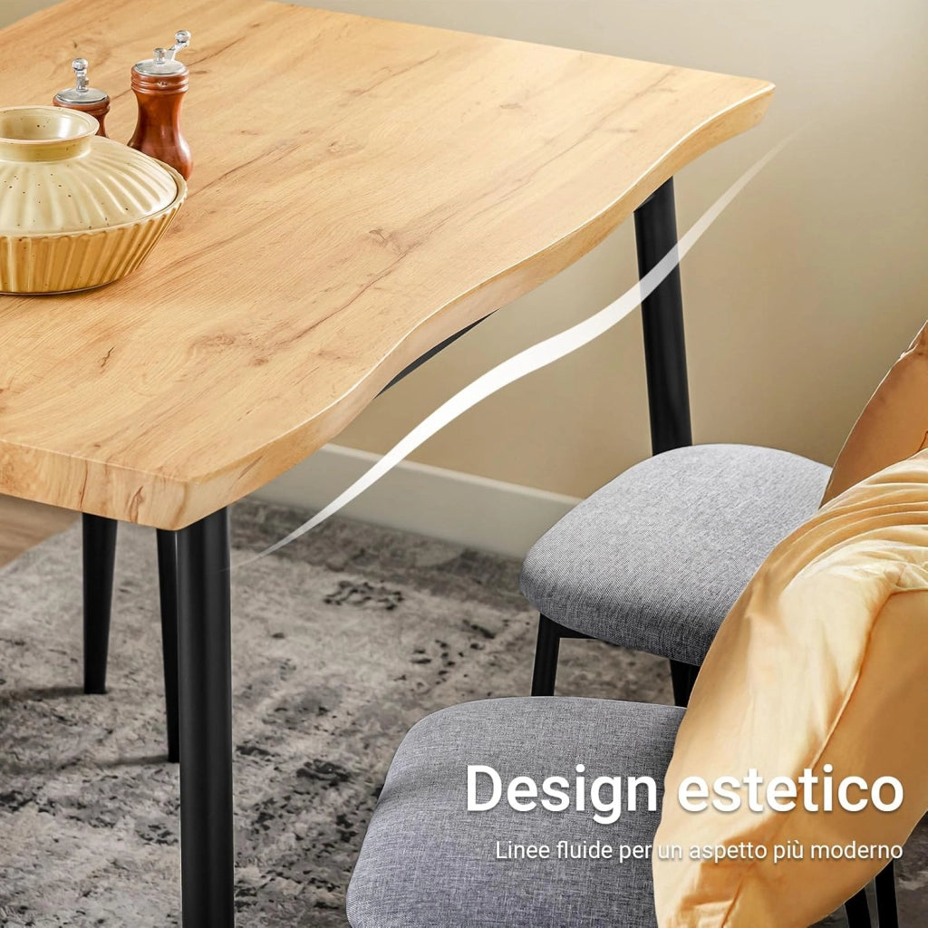 Set Tavolo da Pranzo 5 Pezzi con 4 Sedie Comode, Tavolo da Cucina Compatto per Piccoli Spazi, Tavolo con Sedie Ideale per Sala da Cucina, Pranzo, Soggiorno, Balcone e Arredo Esterno OGT52-N