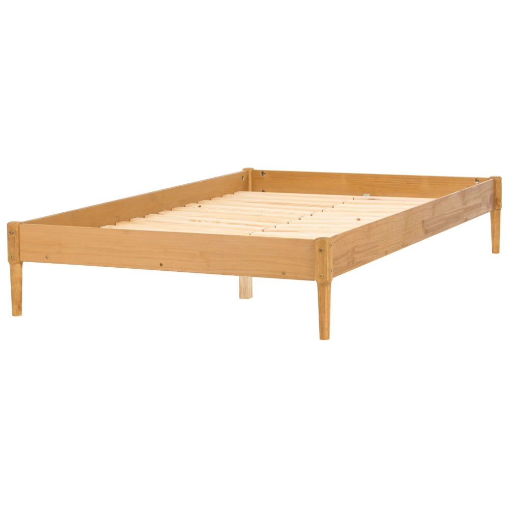Letto matrimoniale in legno con rete a doghe in pino, senza testiera 140 x 200 cm marrone chiaro stile scandinavo naturale
