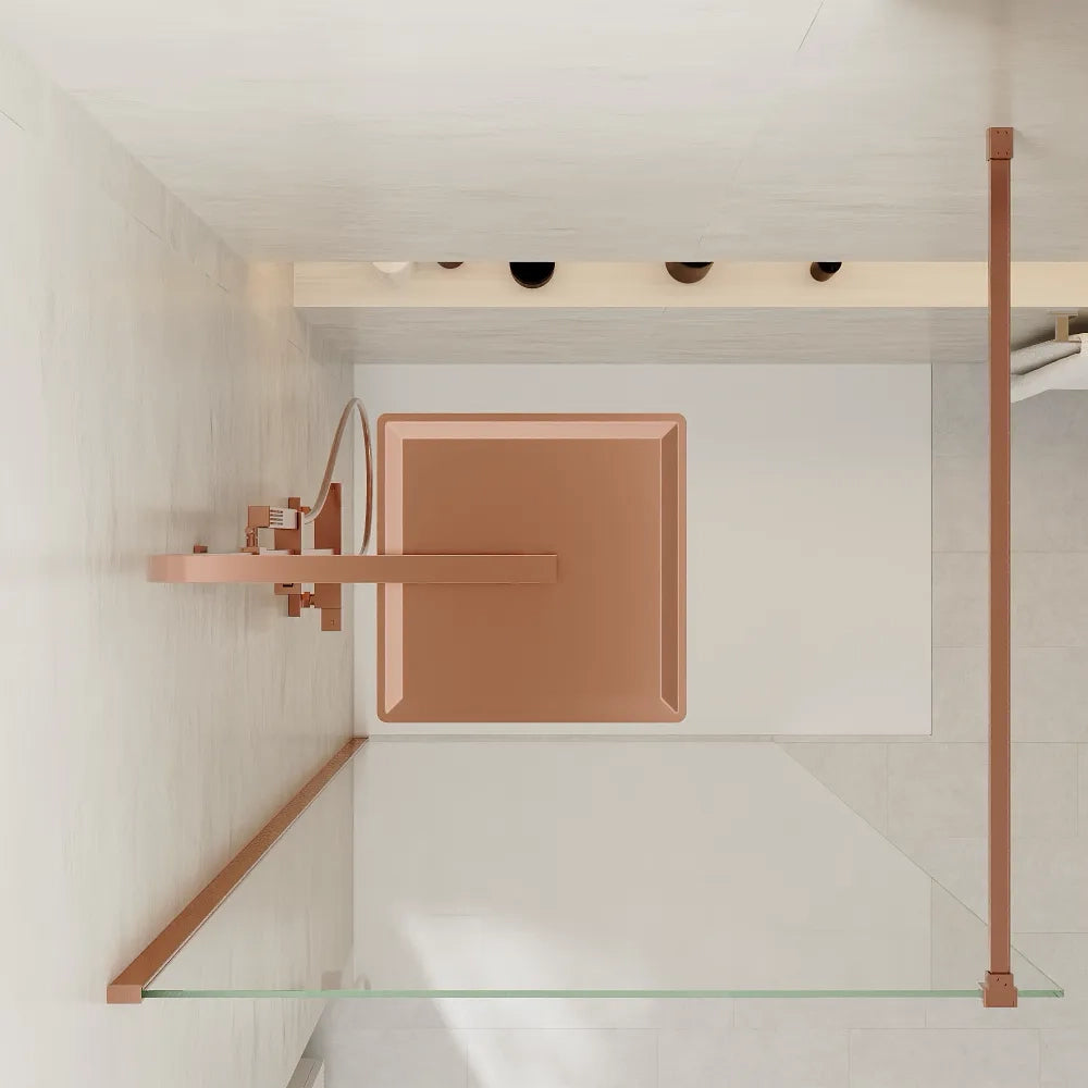 Doccia walk-in 80 cm vetro 8mm anticalcare h200 profilo rame spazzolato | Keros