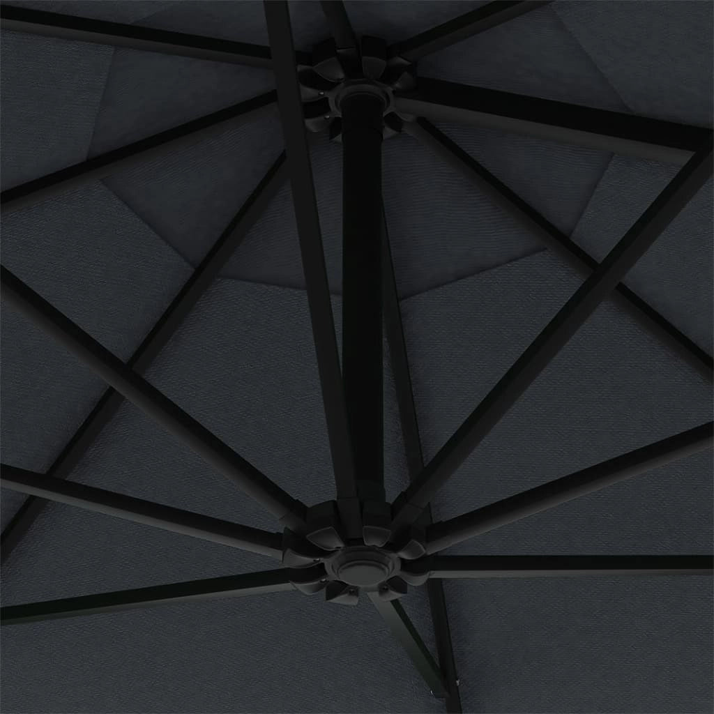 Ombrellone da parete con palo in metallo e illuminazione a LED 300 cm antracite 02_0008690