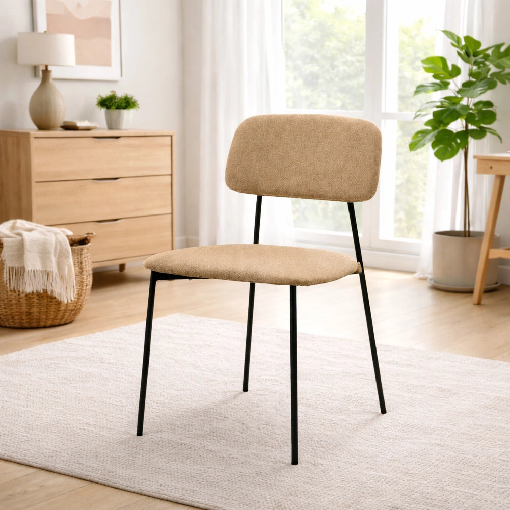 Set 4 Sedie Parigi con Struttura in Metallo e Seduta Ergonomica in Tessuto Tortora