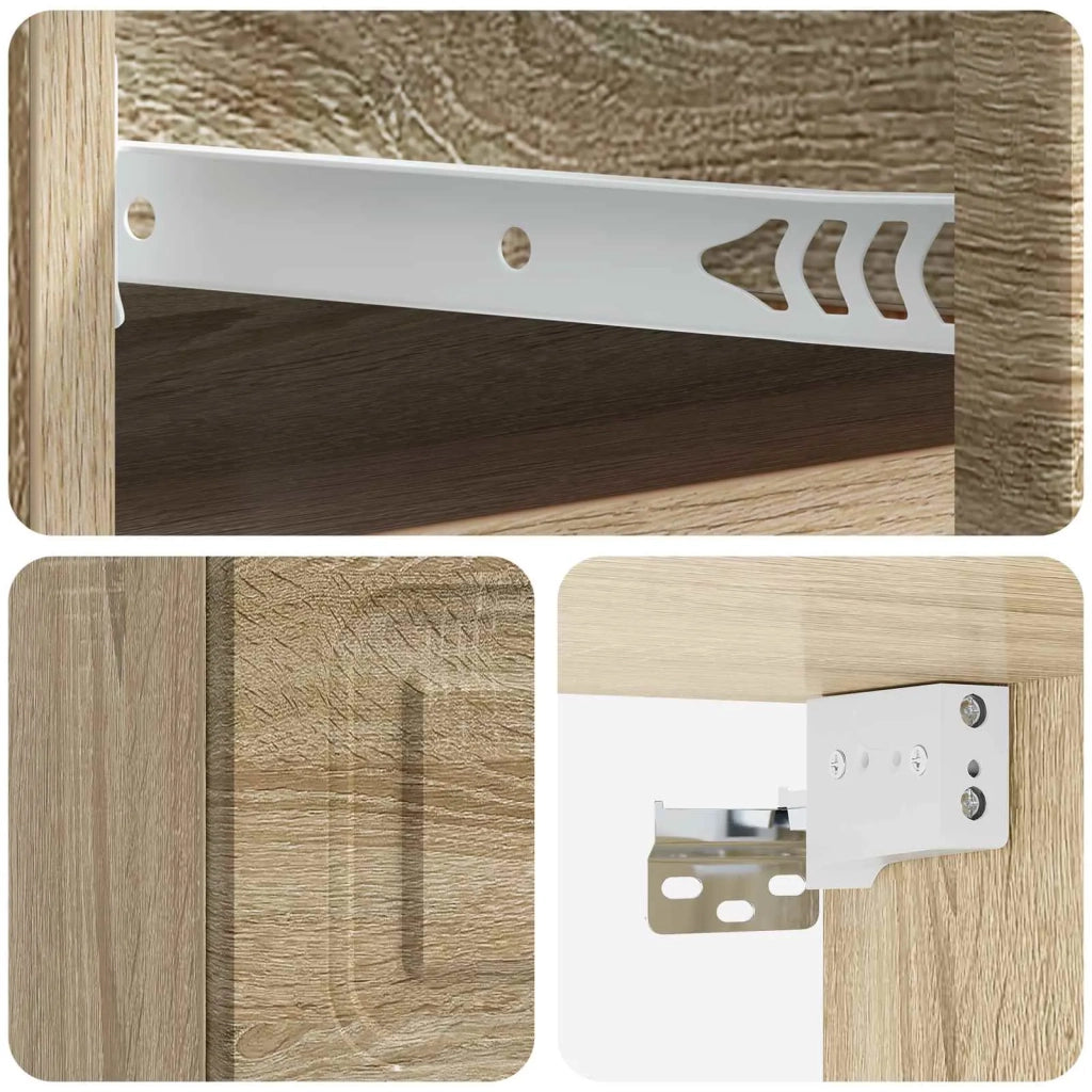 Mobiletto da notte a muro Rovere Sonoma 34,5 x 33 x 20 cm