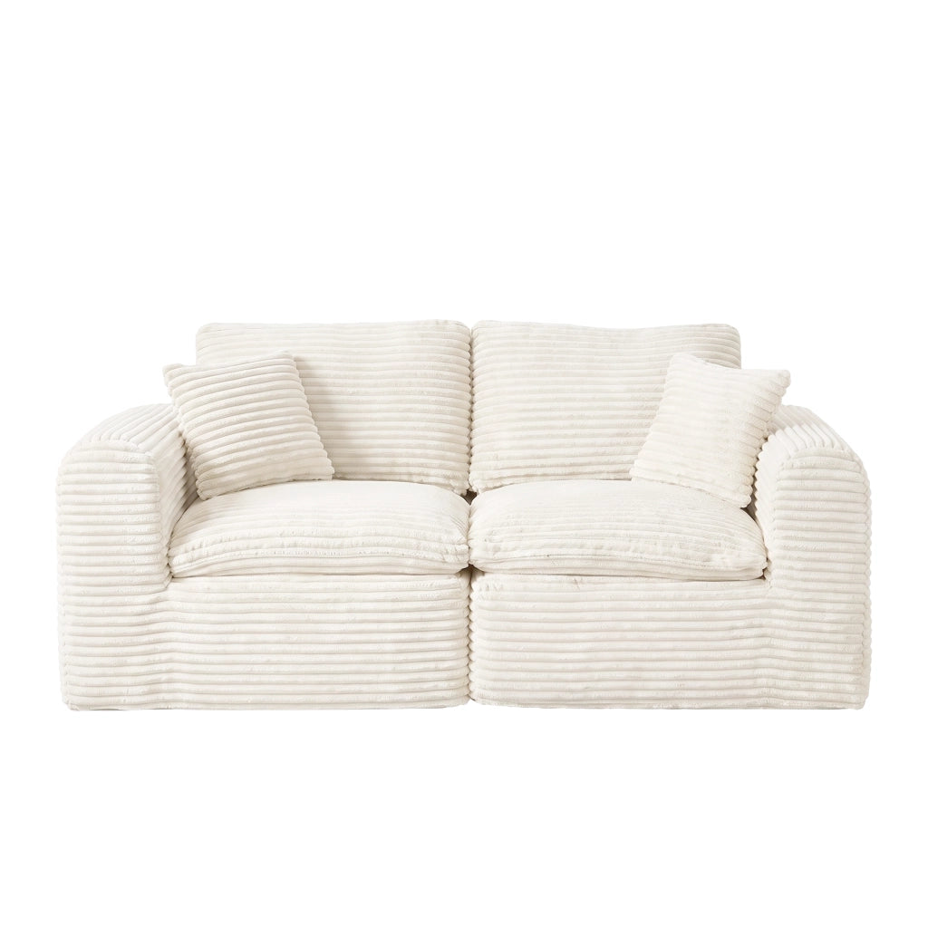 Divano modulare 3 in 1 - componibile con funzione letto - in tessuto a coste - beige