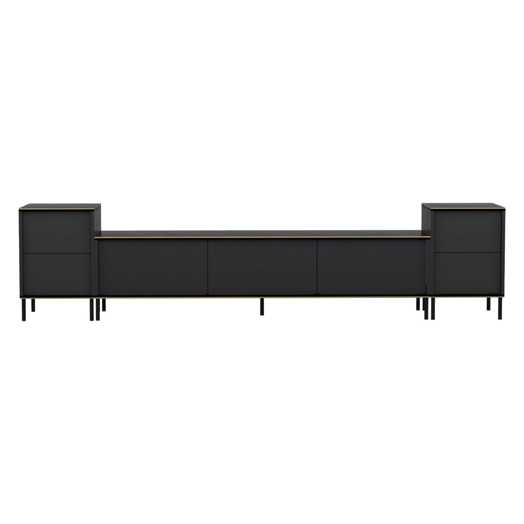 Cortin, Mobile Porta tv 2 Ripiani, 180x35x45h cm Nero Antracite