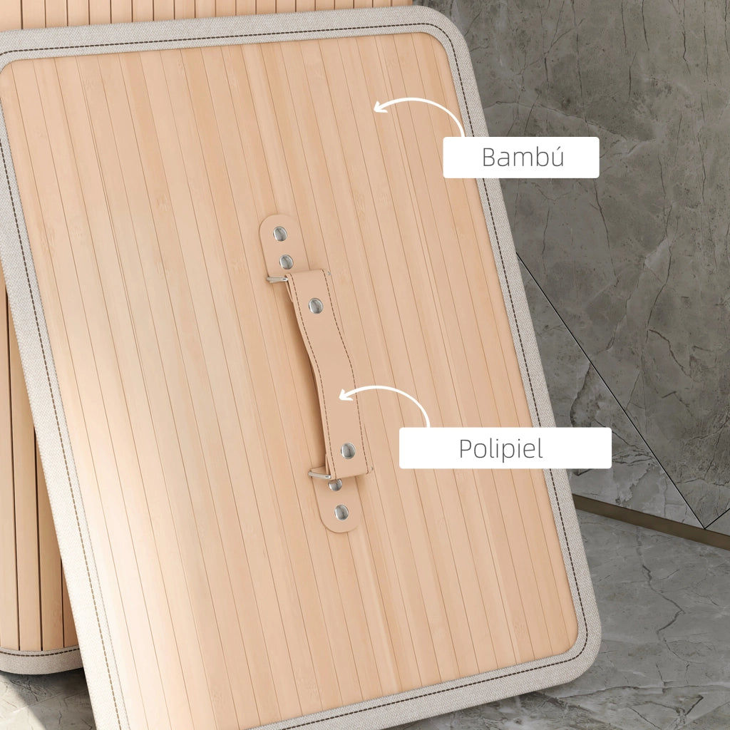 Cestino per il bucato rettangolare con maniglie e coperchio ¨C zephmum ¨C 40x30x60 cm colore naturale