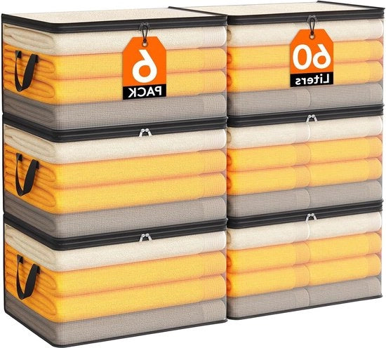 Set di 6 sacchi di stoccaggio trasparenti - 60L - Borsa di stoccaggio pieghevole con maniglie - Sacchetto di stoccaggio per coperte - Mobilità - Abbigliamento - Coperte - Giochi