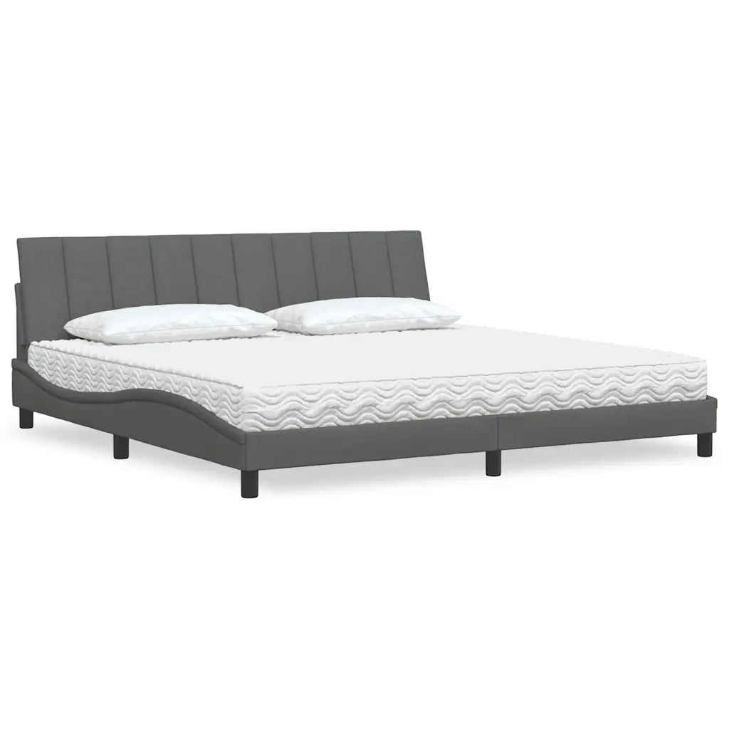 Letto con Materasso Hanko Grigio Scuro 200x200 cm in Tessuto 3310553