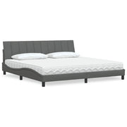 Letto con Materasso Hanko Grigio Scuro 200x200 cm in Tessuto 3310553