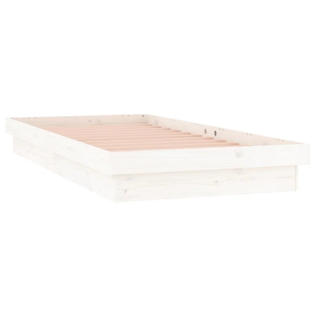 Giroletto LED-Struttura Letto con LED Bianco 75x190 cm Small Single Legno Massello 267769