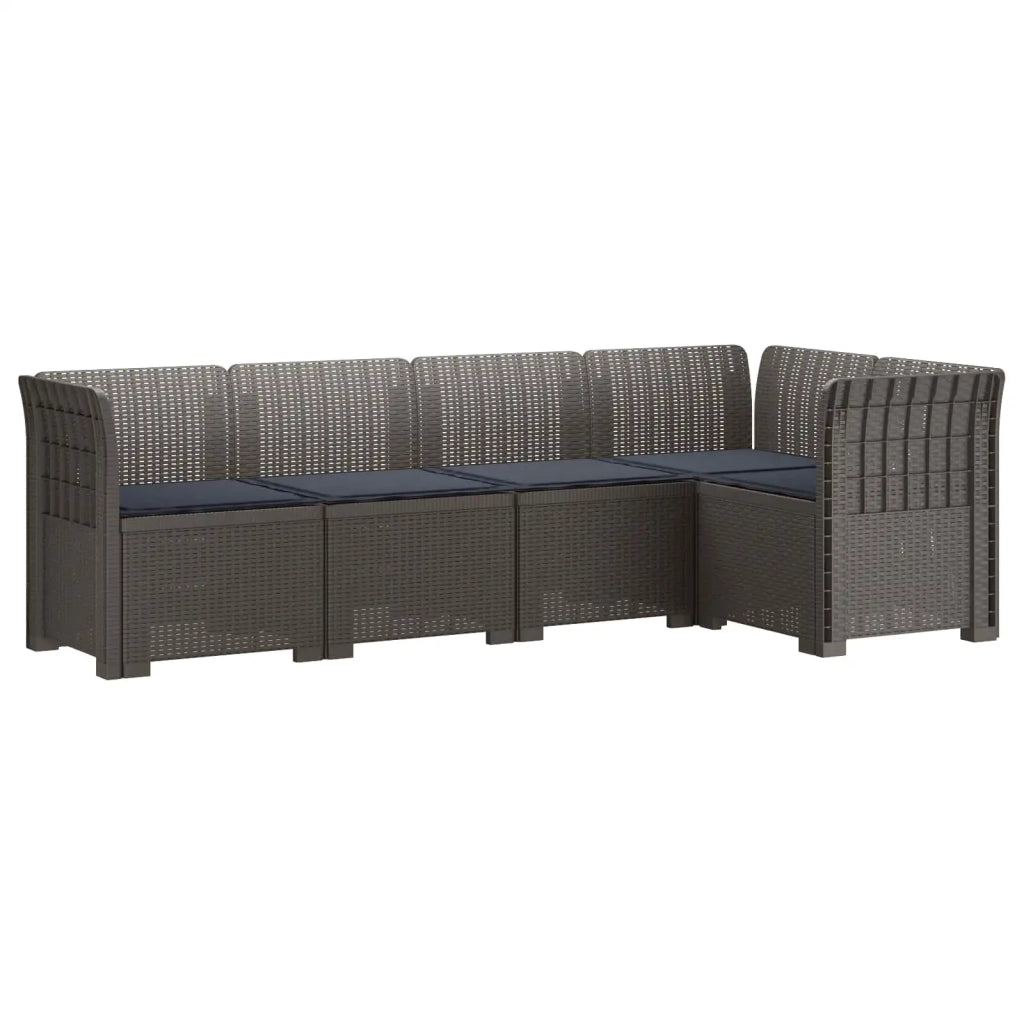 Divano da Giardino 5 Posti con Cuscini Stile Rattan PP 3444049