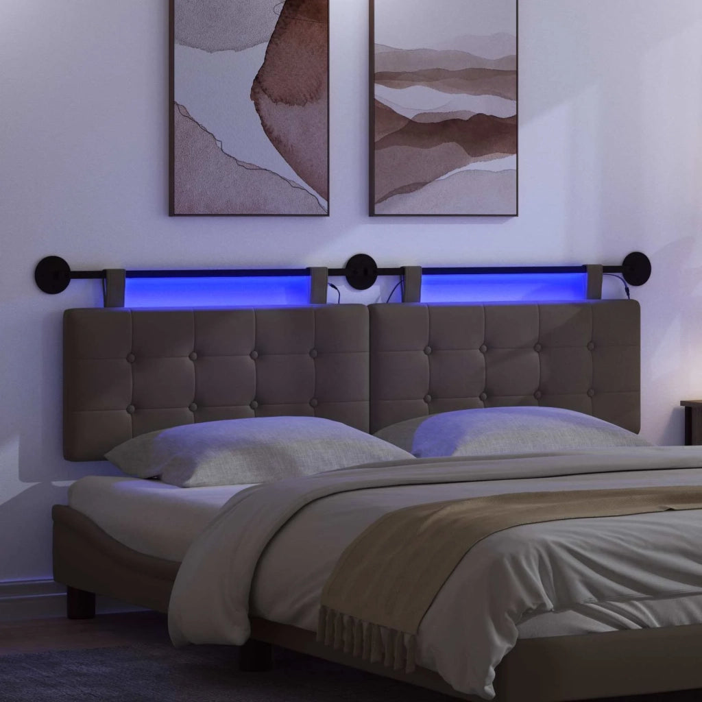 Testiera sospesa Con luce LED Grigio Similpelle