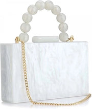 Borsa a Mano Acrilica Clutch per Donna con Catena e Pizzo, Tela Marocchino, Tasca da Braccio per Feste di Sposa e Prom